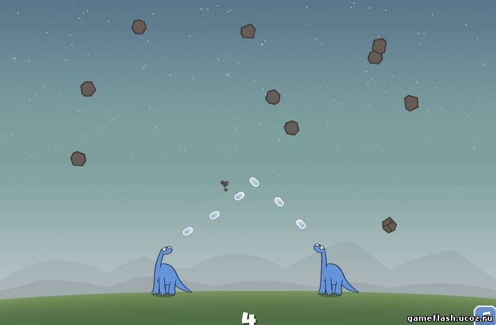 Флеш игра Динозавры и метеориты