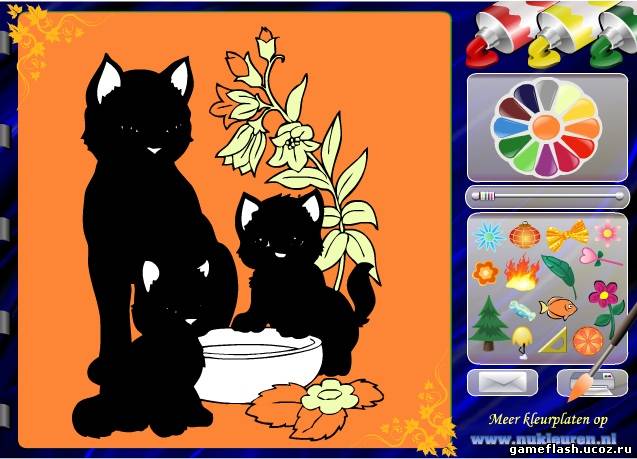 Flash игра для девочек Раскраска кошки